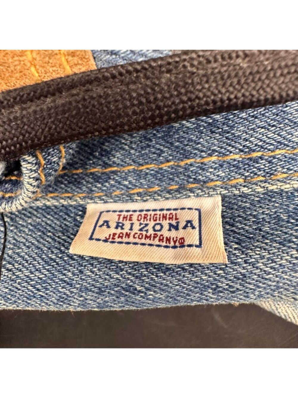 Vintage Arizona Jean Backpack 1990s Denim Suede Taiwan Retro Blue Black Brown - Picture 5 of 15